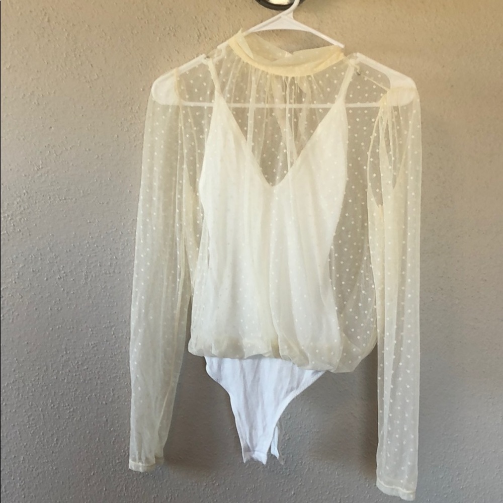 Polka-dot White Free People Bodysuit